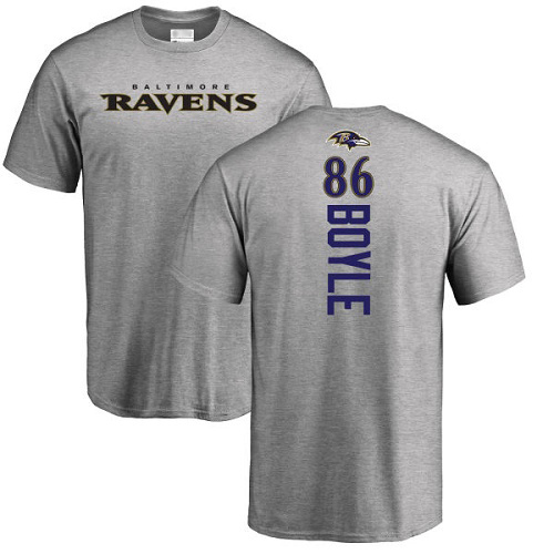 Men Baltimore Ravens Ash Nick Boyle Backer NFL Football #86 T Shirt->nfl t-shirts->Sports Accessory
